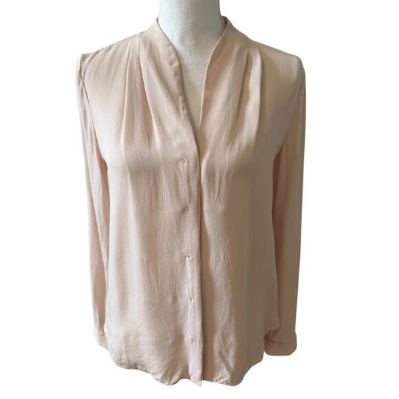 Elie Tahari Silk Chiffon V Neck Blouse Ballet Pink S - Picture 1 of 6